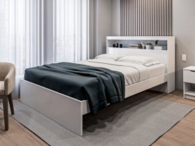 Кровать двуспальная 1,6м Бруклин СБ-3356 (белый) в Багане - bagan.mebel-nsk.ru | фото