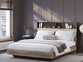 Кровать двуспальная 1,6м КР-16 Энигма (венге/дуб каньон) в Багане - bagan.mebel-nsk.ru | фото
