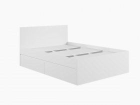 Кровать двуспальная с ящиками 1,4м Мадера-М1400 (белый) в Багане - bagan.mebel-nsk.ru | фото