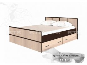 Кровать двуспальная с ящиками 1,4м Сакура (BTS) в Багане - bagan.mebel-nsk.ru | фото