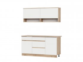 Кухонный гарнитур 1,6м Брауни (дуб делано/белый) в Багане - bagan.mebel-nsk.ru | фото