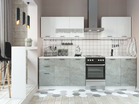 Кухонный гарнитур Дуся 2,0 м (белый глянец/цемент) в Багане - bagan.mebel-nsk.ru | фото