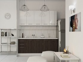 Кухонный гарнитур МДФ Выгодно и точка 2,0 м (белый глянец/ироко) в Багане - bagan.mebel-nsk.ru | фото