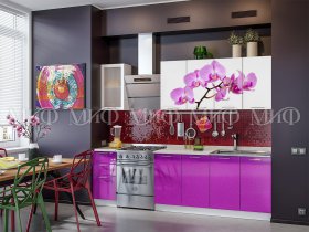 Кухонный гарнитур Орхидея (фиолетовый) в Багане - bagan.mebel-nsk.ru | фото