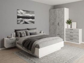 Модульная спальня Гамма (белый/цемент) в Багане - bagan.mebel-nsk.ru | фото