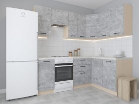 Модульная угловая кухня 1,4м*2,1м Лада (цемент) в Багане - bagan.mebel-nsk.ru | фото