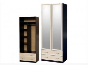 Шкаф двухстворчатый с ящиками с 2-мя зеркалами  (профиль МДФ) в Багане - bagan.mebel-nsk.ru | фото