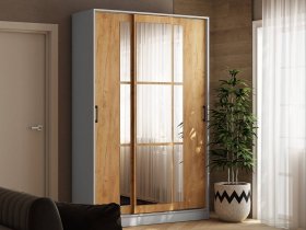 Шкаф-купе 1,4м «Стиль-2» (белый/дуб крафт золотой) в Багане - bagan.mebel-nsk.ru | фото