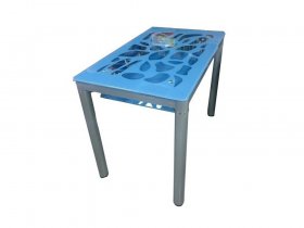 Стол обеденный В 828-2 (стекло голубое) в Багане - bagan.mebel-nsk.ru | фото
